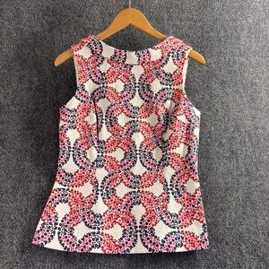 Boden Sleeveless Pink and Black Patterned Top